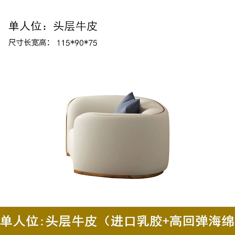 Luxuriöses Vollleder Designer-Sofa – Modernes 2,8 m Lounge-Sofa aus Rindsleder mit Latex-Polsterung, nordischer Light-Luxury-Stil pour Wohnzimmer &amp; Flur