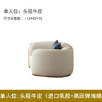 Luxuriöses Vollleder Designer-Sofa – Modernes 2,8 m Lounge-Sofa aus Rindsleder mit Latex-Polsterung, nordischer Light-Luxury-Stil pour Wohnzimmer &amp; Flur