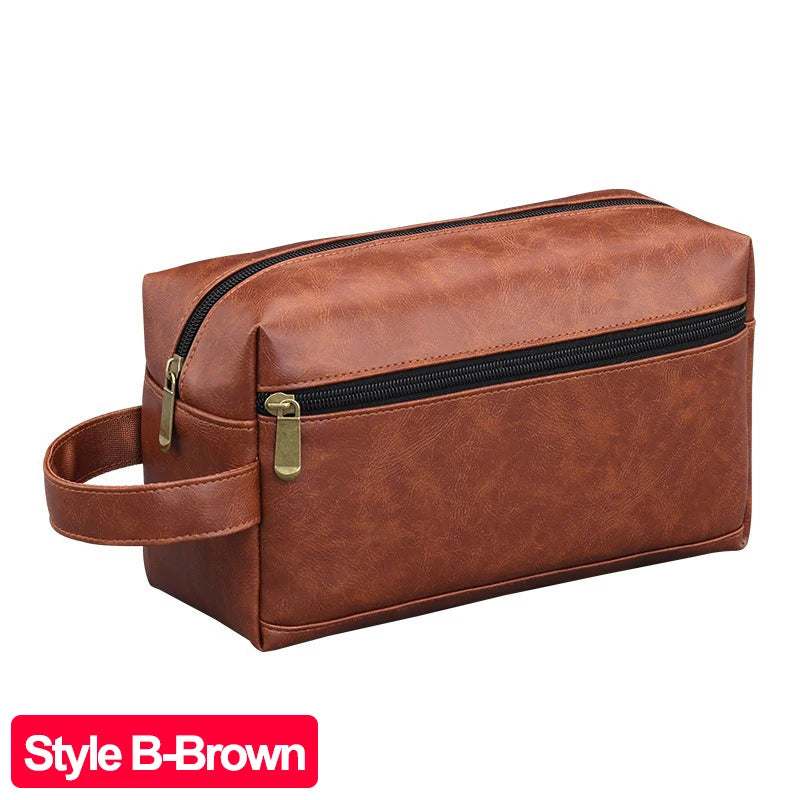 Business Reise Kulturbeutel aus PU-Leder – Wasserdichte Wasch- &amp; Rasieretasche für Damen &amp; Herren, kompakter Toiletry Organizer 