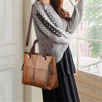 FXZLLQ Bolso de mano retro de cuero para mujer: bolso de mano con bolsillo con cremallera doble, bolso clásico para estudiantes y cruzados para negocios y negocios