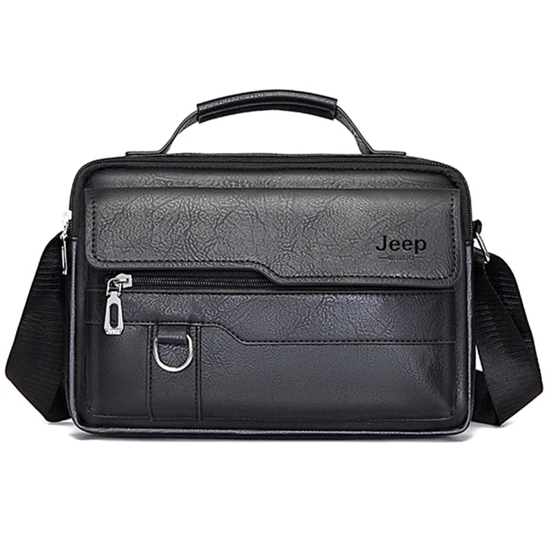 JEEP BULUO Herren Leder Messenger Bag – Multifunktionale Business Schultertasche mit Großer Kapazität