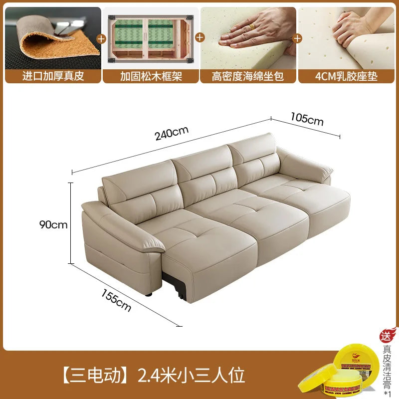 Leder Schlafsofa 2025 – Intelligentes elektrisches Sofa Bett für kleine Wohnungen, multifunktionales Faltsofa im Light-Luxury Design