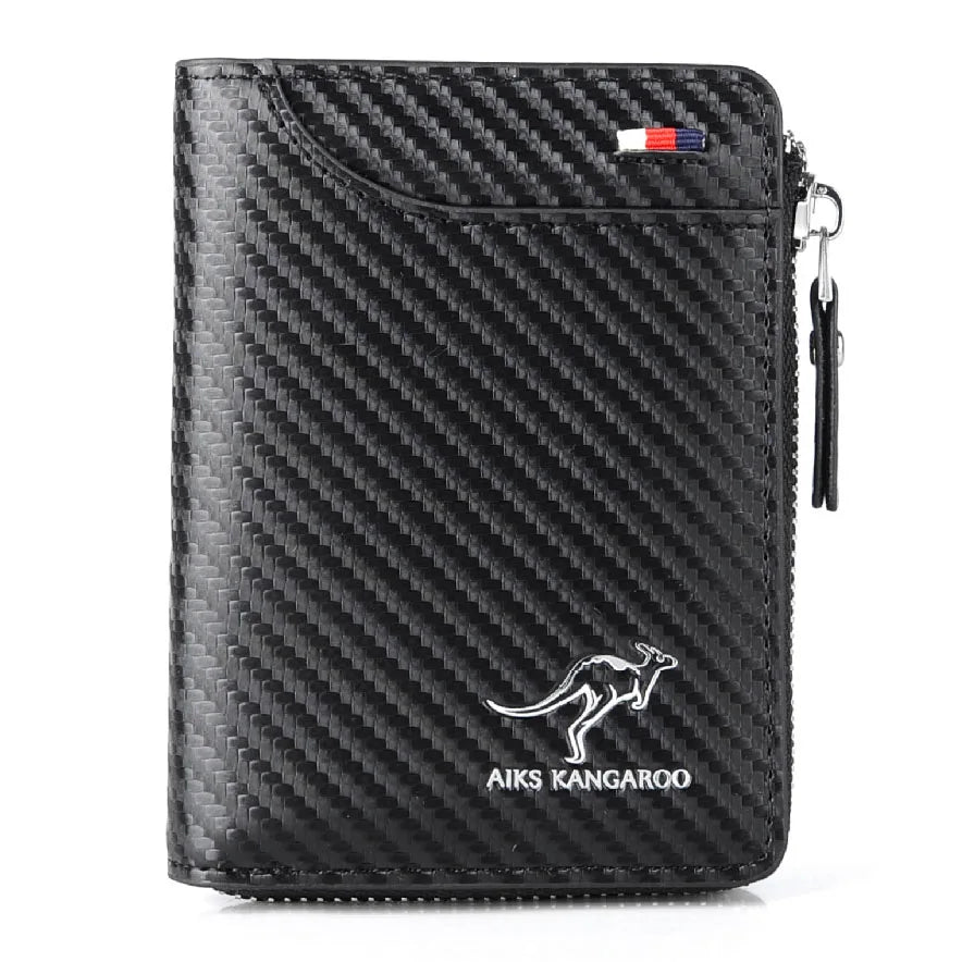 Herren Geldbörse mit RFID-Schutz - Cartera de piel sintética con cremallera, Hochwertige Kurzbörse für Karten, Geldscheine y fotografías 