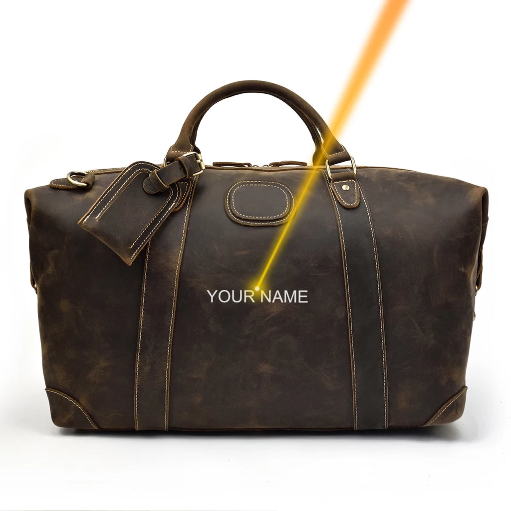Luufan Crazy Horse Bolsas de cuero para hombres – Große Vintage Travel Duffel aus echtem Rindsleder mit Schultergurt