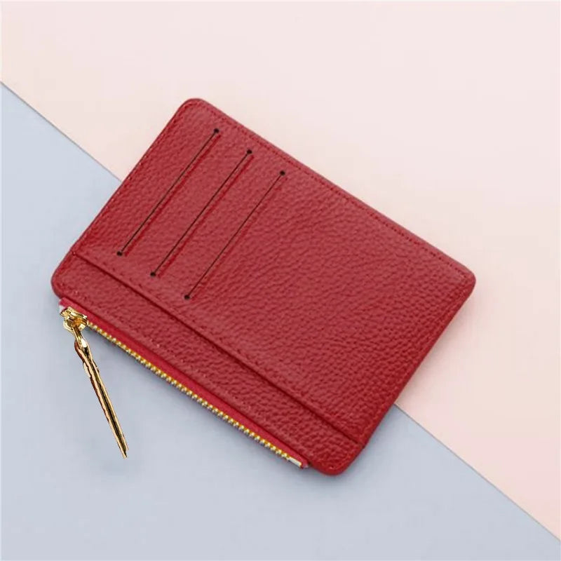 STACEYO Mini Wallet aus PU-Leder – Ultra-dünner Kartenhalter mit Reißverschluss &amp; Münzfach für Damen &amp; Herren 