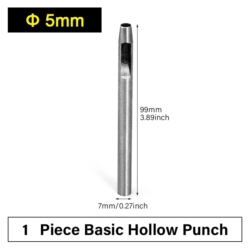 WUTA Runde Lederloch Stanzen Sets – 5–15 tlg. Hohlstanzer aus Carbonstahl für Uhrenarmbänder, Gürtel & DIY-Arbeiten