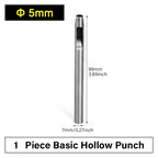 WUTA Runde Lederloch Stanzen Sets – 5–15 tlg. Hohlstanzer aus Carbonstahl für Uhrenarmbänder, Gürtel & DIY-Arbeiten