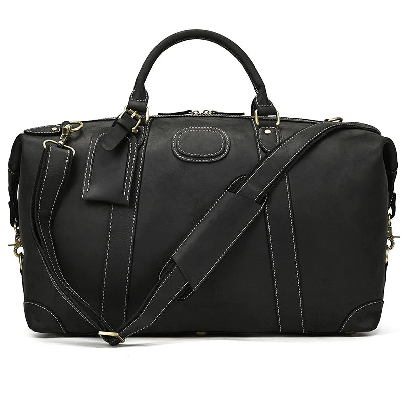 Luufan Crazy Horse Bolsas de cuero para hombres – Große Vintage Travel Duffel aus echtem Rindsleder mit Schultergurt