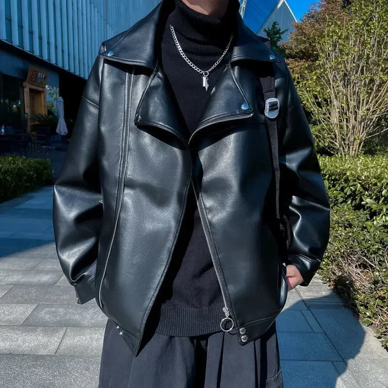 Herren Lederblazer 2025 im Korean Style – Moderner Designer Blazer mit Reißverschluss für Herbst & Winter