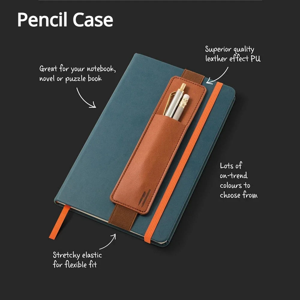 Étui à stylos en cuir PU avec bande élastique – Étui à stylos Schlankes pour journaux, écoles, bureaux et réunions 