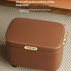 Schuhhocker mit Stauraum aus PU-Leder & Massivholz – Niedriger Sitzhocker für Flur, Wohnzimmer & Kinderzimmer