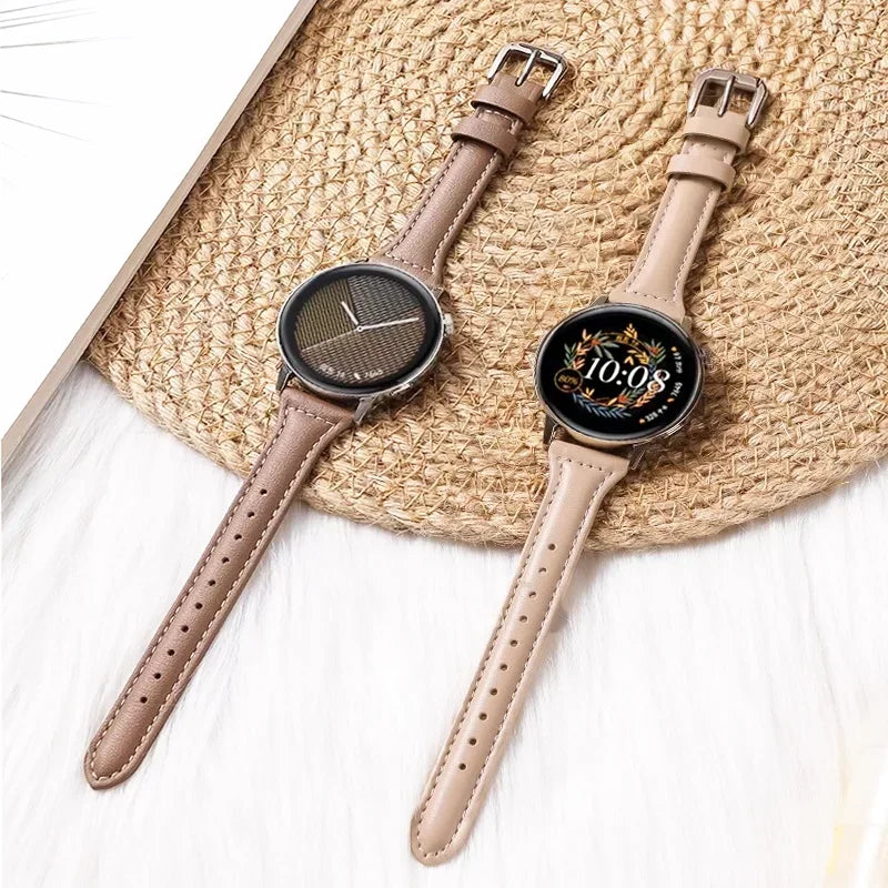 Brazalete de cuero delgado para Samsung Galaxy Watch y Huawei Watch – Brazalete elegante para reloj inteligente de 20 mm y 22 mm para deportes y etiquetas 