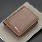 baellerry Herren Geldbörse aus PU-Leder – Cartera corta con Reißverschluss, Kartenhalter, Münzfach y Vintage-Design