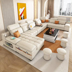 Modernes modulares Ledersofa – Ausziehbares, wasserdichtes L-förmiges Ecksofa mit Armlehne, Schlaffunktion &amp; Stauraum