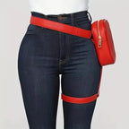 Trendy Damen Hüfttasche 2025 – Schwarze PU-Leder Fanny Pack & Beintasche für Outdoor, Hiking & Motorrad