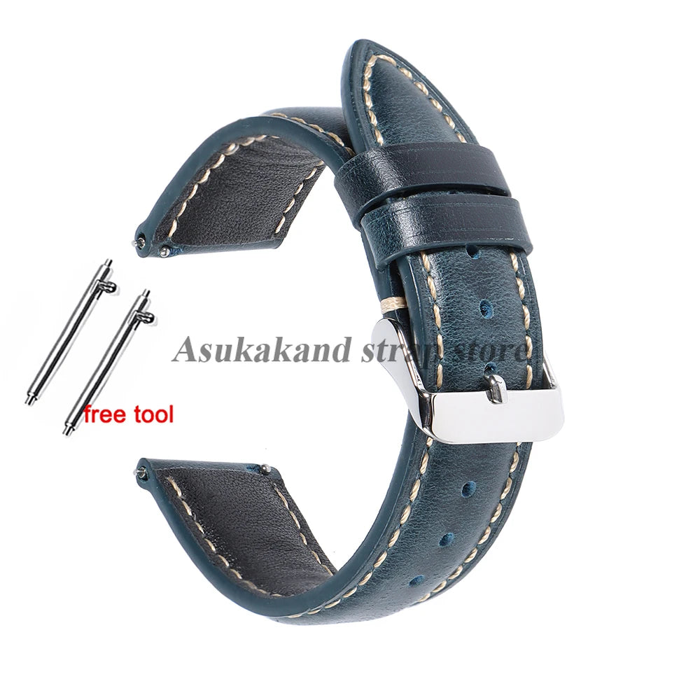 Vintage Uhrenarmband aus Oil-Wax-Leder - Correa de reloj de cuero de 18 mm a 22 mm con Dornschließe im klassischen Look para hombres y mujeres 