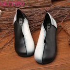 GKTINOO Designer Handmade Vintage Flats – Damen Loafers aus echtem Leder, runde Zehen, bequeme Sommer-Slipper