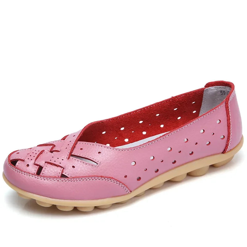 BEYARNE Damen Loafer in Lederoptik – Luftige Sommer Flats mit Rundspitze, Bequeme Plus Size Slipper für Alltag & Freizeit (Größe 35–44)