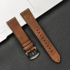 Brazalete de cuero vintage de 20 mm y 22 mm para Samsung Galaxy Watch 4–7 y Xiaomi Redmi Watch – Brazalete clásico para reloj inteligente con diseño dorado 