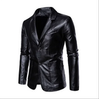 Chaqueta de cuero informal de negocios para hombre, chaqueta de cuero de corte entallado con chaqueta reversible en color negro o caqui hasta tamaño 5XL