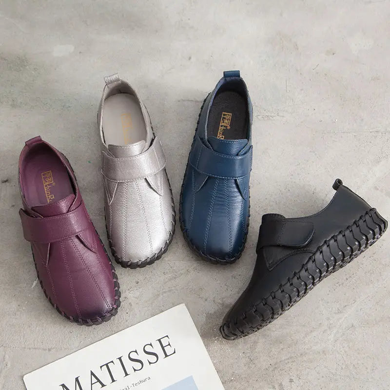 feerldi Damen Loafers Flats – Handgefertigte Lederschuhe, Slip-On, runde Zehen, bequeme Alltags- und Arbeitsschuhe für Frauen