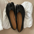 Ballerines Tabi pour femmes avec pointes en cuir PU, chaussures plates à enfiler pour les repas et les herbes