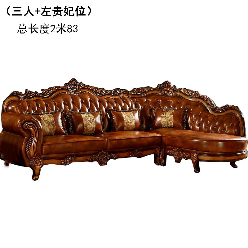 Europäisches Designer Leder-Ecksofa im Mid-Century-Stil – U-Form Wohnlandschaft aus Rindsleder mit Schlaffunktion, hochwertiges Luxussofa für das Wohnzimmer