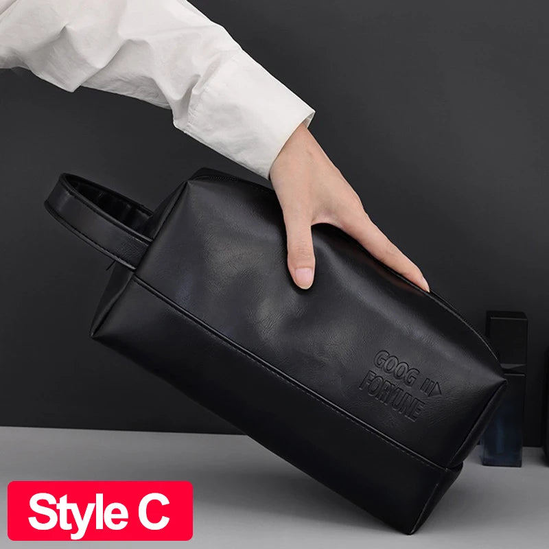 Business Reise Kulturbeutel aus PU-Leder – Wasserdichte Wasch- &amp; Rasieretasche für Damen &amp; Herren, kompakter Toiletry Organizer 