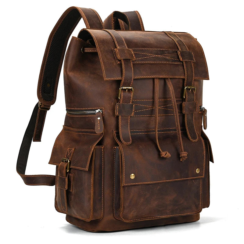 NEWSBIRDS Herren Leder Rucksack – Vintage Luxus Daypack aus echtem Rindsleder für Business, Reise & Schule