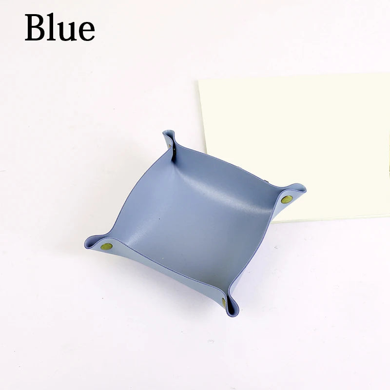 Nordic Style PU-Leder Ablageschale – Faltbarer Desktop Organizer für Schlüssel, Schmuck & Kosmetik | Quadratische Aufbewahrungsbox