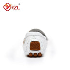 YRZL Herren Loafer aus PU-Leder - Mocasines sin cordones hechos a mano, zapatos de conducción cómodos en color blanco para todas las etiquetas y frecuencias 
