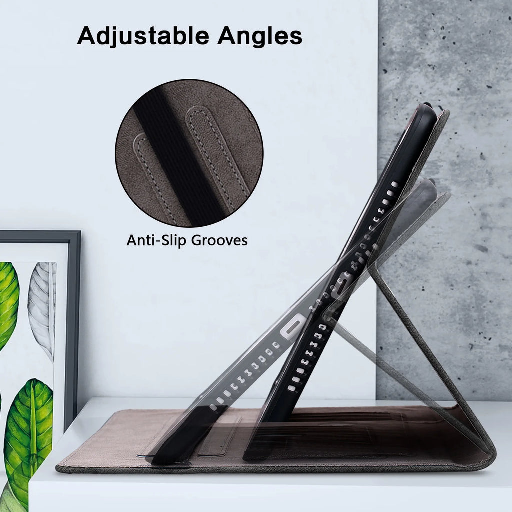Funda de cuero premium para iPad Air 11 y 13 (2025), iPad Pro 11 y 13 (2024/2025), iPad 10.9 (2022), iPad 5.–8. Generación y iPad mini – Stoßfeste Schutzhülle aus PU-Leder