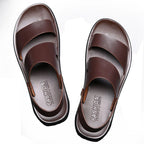 YBQJOO Herren Sommer Leder Sandalen – Vintage Gladiator Sandalen aus echtem Rindsleder, bequeme Casual Flats &amp; Beach Slipper 
