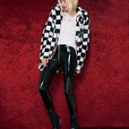 Leggings sexy en cuir PU brillant pour femme, fermeture éclair au dos, pour soirées en boîte, épais, noirs, push-up, taille haute, effet miroir. 