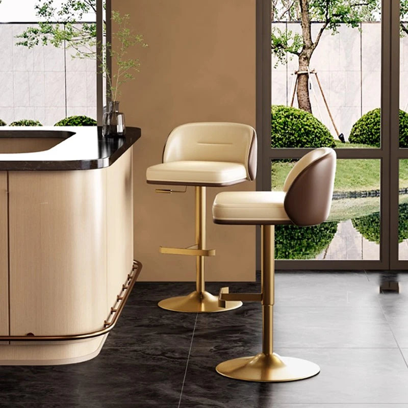 Moderner Barstuhl aus Leder & Metall – Minimalistischer Design-Barhocker in Weiß-Creme für Küche, Bar & Restaurant