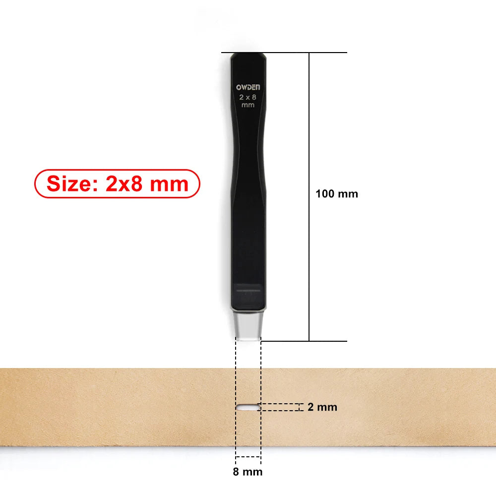 OWDEN Oblong Lederloch Stanzen Set – Ovale Hohlstanzer aus High-Carbon-Stahl für Gürtel, Riemen & Lederarbeiten (19 Größen)