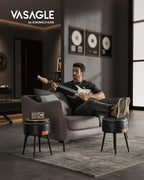 VASAGLE Sitzhocker mit Stauraum aus PU-Leder - Moderner Fußhocker &amp; Schminkhocker hasta 150 kg, EKHO Kollektion, Tinta Negra 