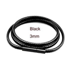 Cuir Noir Halskette mit Kette – Handgeflochtene DIY Kordel für Damen &amp; Herren, longue cuirette 40–70 cm