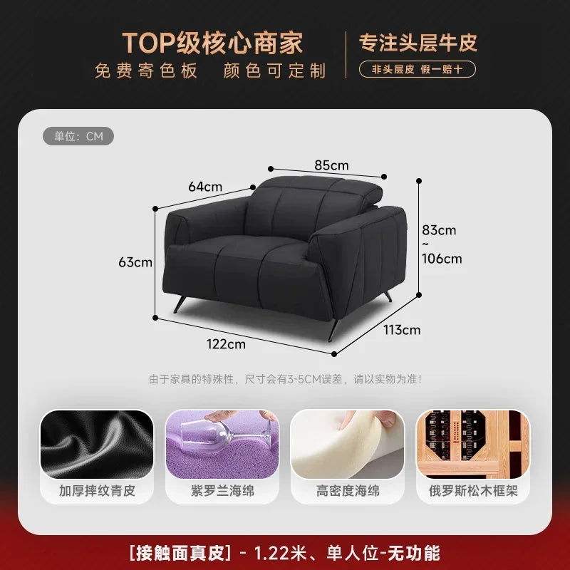 Designer Elektro-Ledersofa mit Schlaffunktion – Großes, verstellbares Luxus Sofa aus Rindsleder, ausziehbar & individuell konfigurierbar