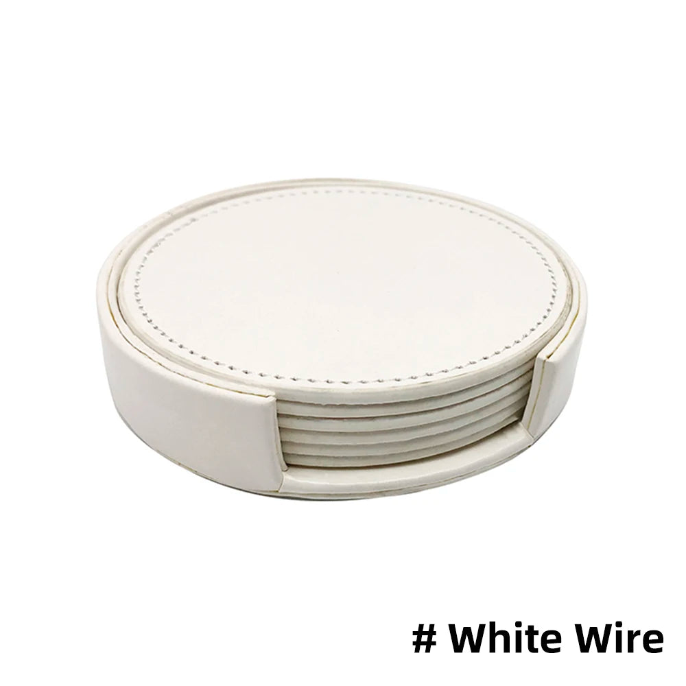 6er Set Kunstleder Untersetzer in Marmor-Optik mit Halter – Rutschfeste & wasserdichte Getränkeuntersetzer für Bar, Küche & Esstisch