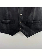 Herren Lederweste Schwarz – Biker &amp; Punk Style, ärmellose Motorrad-Weste aus Kunstleder, lässige Hip-Hop Weste in Plus Size für Frühling &amp; Herbst