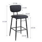 Moderne Leder-Barhocker mit Rückenlehne – Frühstücksbar & Kücheninsel Barstühle im minimalistischen Design