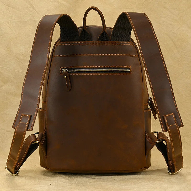 LUUFAN Leder Rucksack Unisex – Großer Echtleder Laptoprucksack für 15 Zoll, Alltag, Schule & Reise