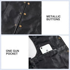 Herren Motorrad Weste aus Kunstleder – Biker Lederweste mit verstellbarer Schnürung & versteckten Taschen, V-Ausschnitt, ganzjährig tragbar