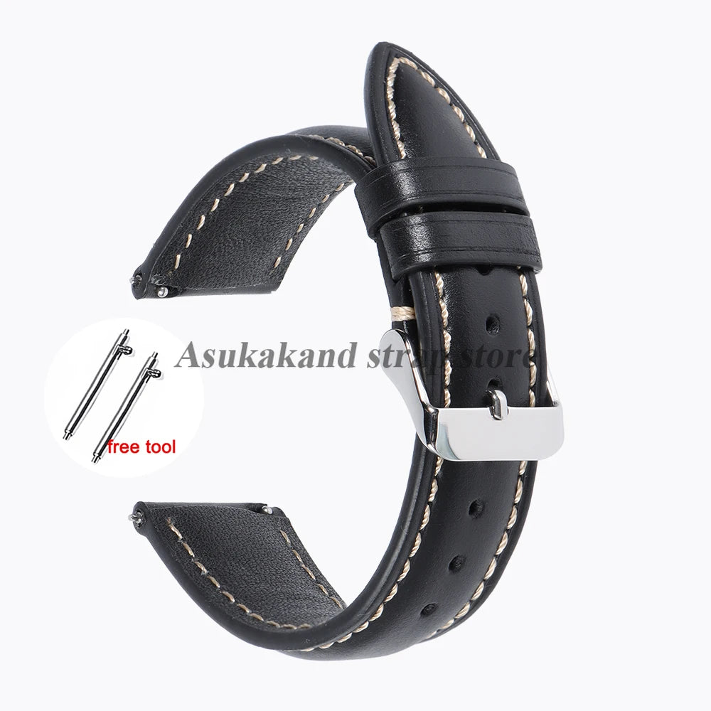 Vintage Uhrenarmband aus Oil-Wax-Leder - Correa de reloj de cuero de 18 mm a 22 mm con Dornschließe im klassischen Look para hombres y mujeres 