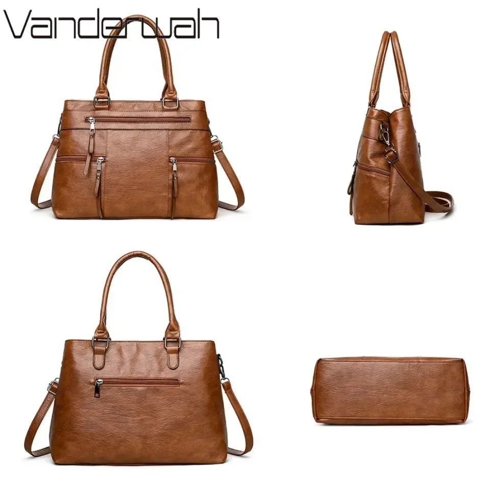 VANDERWAH Elegante Damen Handtasche – Hochwertige PU-Leder Top-Handle Bag, Große Casual Tote & Crossbody Bag 2025