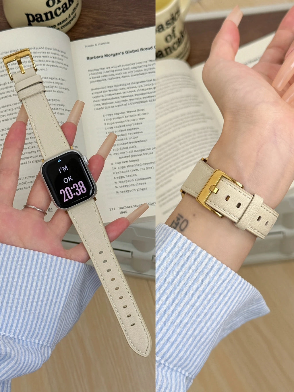 Brazalete de cuero con bucle para Apple Watch – Brazalete de cuero elegante y deportivo para iWatch para damas y unisex de 38 a 49 mm