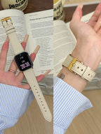 Brazalete de cuero con bucle para Apple Watch – Brazalete de cuero elegante y deportivo para iWatch para damas y unisex de 38 a 49 mm