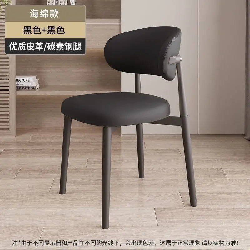 Italienischer Polster-Esszimmerstuhl aus Leder – Moderner Küchenstuhl mit Rückenlehne, High-Density Schaum &amp; stabilem Eisenrahmen im nordischen Design