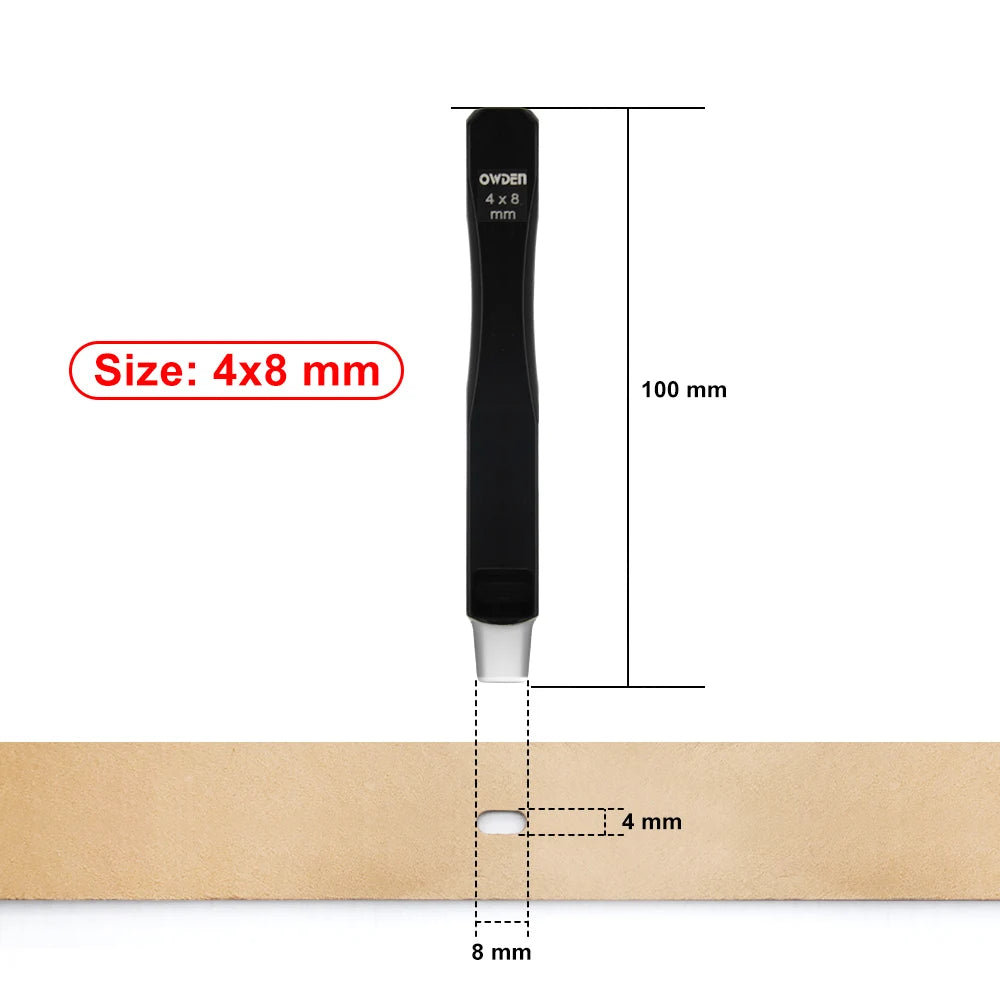 OWDEN Oblong Lederloch Stanzen Set – Ovale Hohlstanzer aus High-Carbon-Stahl für Gürtel, Riemen & Lederarbeiten (19 Größen)
